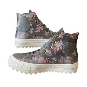 Converse Chuck Taylor Floral Satin Gray Pink Ripple Lift High Tops Women Size 8
